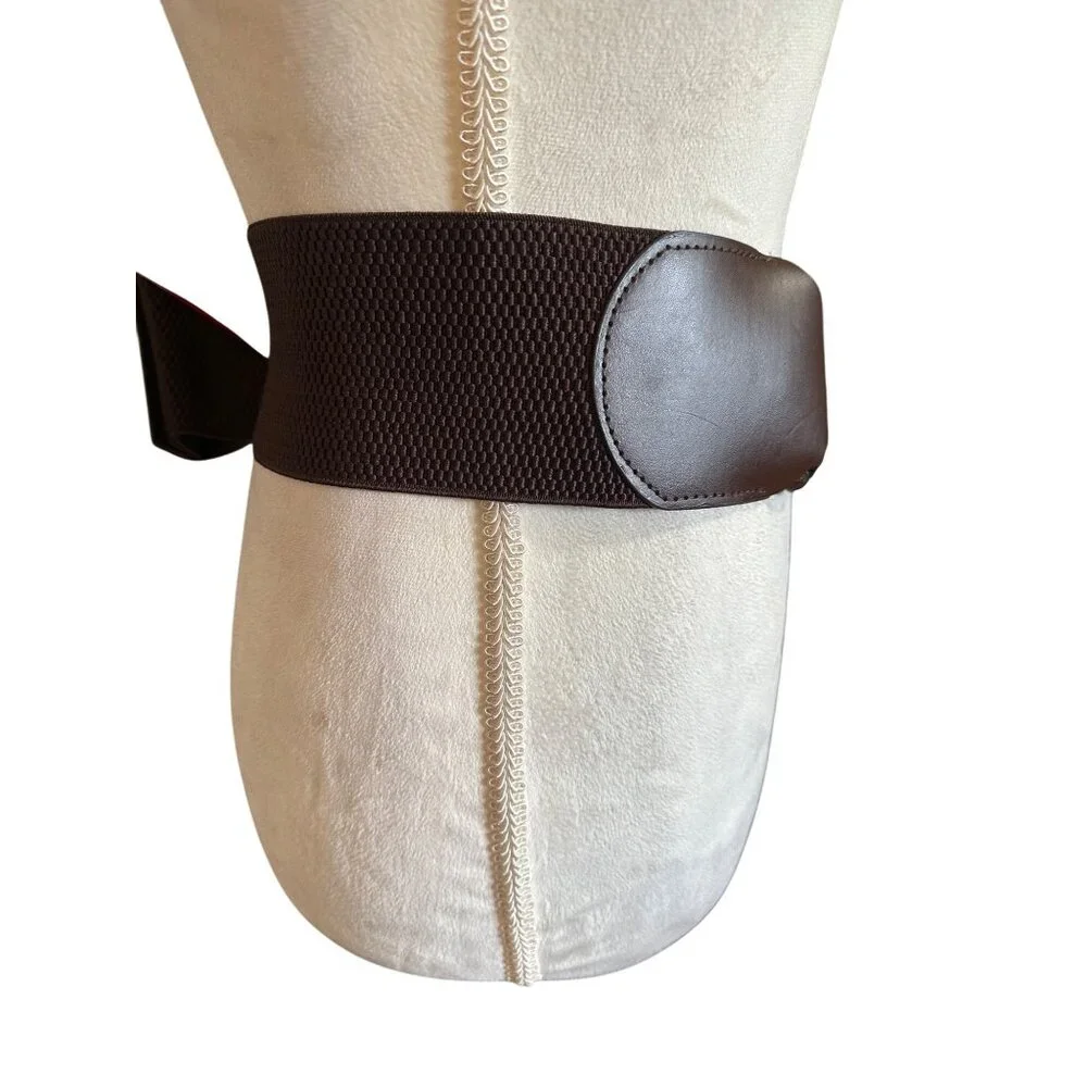 Y2k Braided Brown Waist Belt With Faux Leather Design & Snap Closure M/L Size